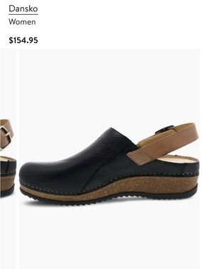 Dansko Women's Black Leather Slingback Clog